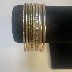 Eight Gold Tone Bangle Bracelet Set